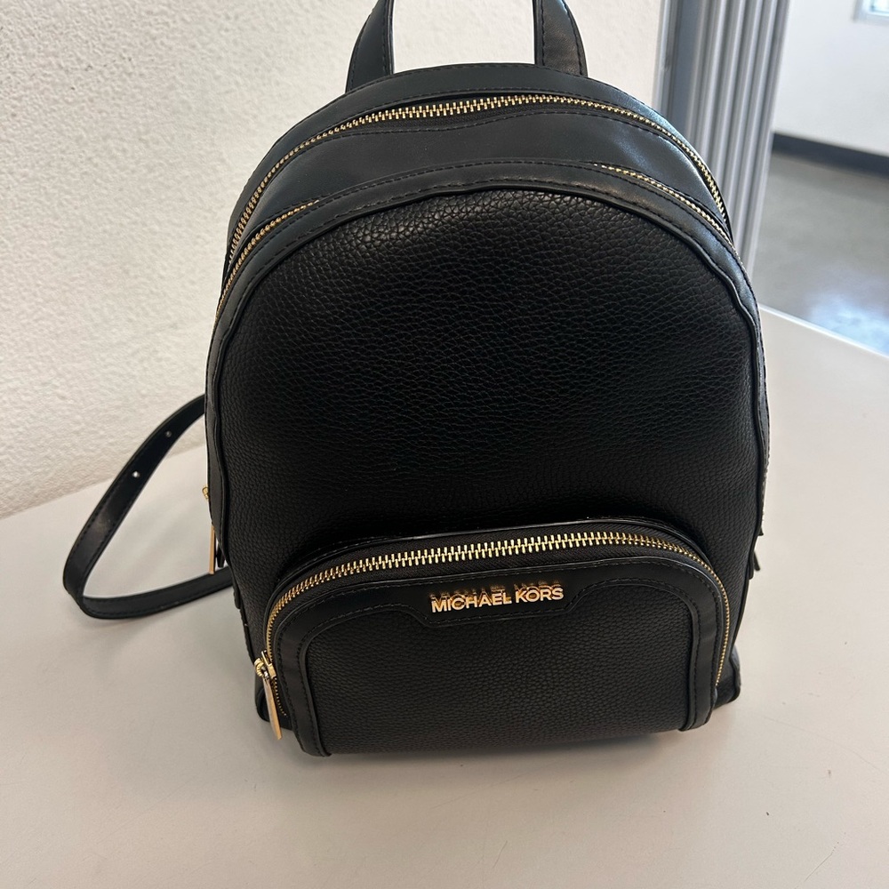 Michael Kors Black Backpack with Gold Accents